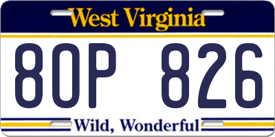 WV license plate 8OP826