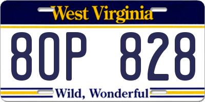 WV license plate 8OP828