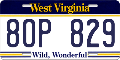 WV license plate 8OP829