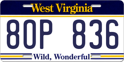 WV license plate 8OP836