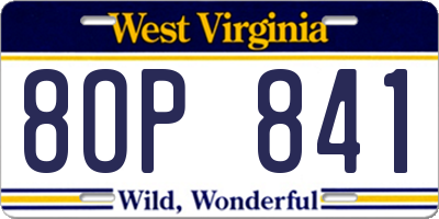 WV license plate 8OP841