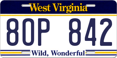 WV license plate 8OP842