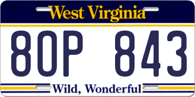 WV license plate 8OP843
