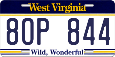 WV license plate 8OP844