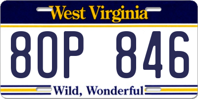 WV license plate 8OP846