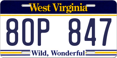 WV license plate 8OP847