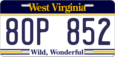 WV license plate 8OP852