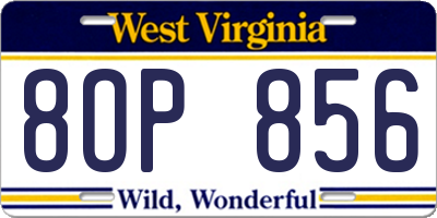 WV license plate 8OP856