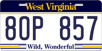 WV license plate 8OP857