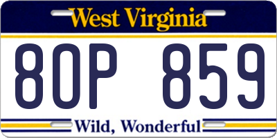 WV license plate 8OP859