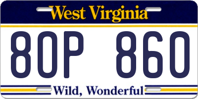 WV license plate 8OP860