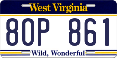 WV license plate 8OP861