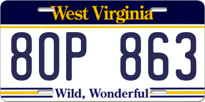 WV license plate 8OP863