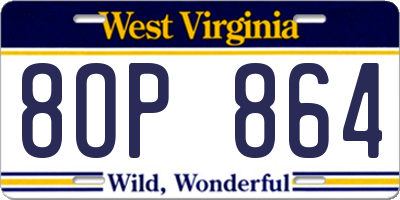 WV license plate 8OP864
