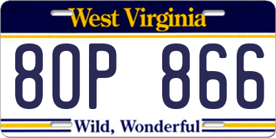 WV license plate 8OP866