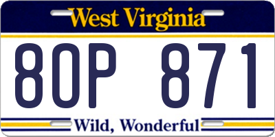 WV license plate 8OP871