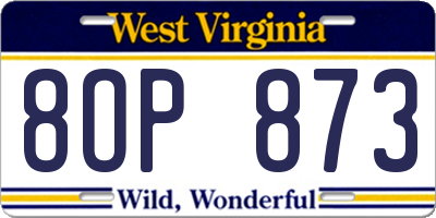 WV license plate 8OP873