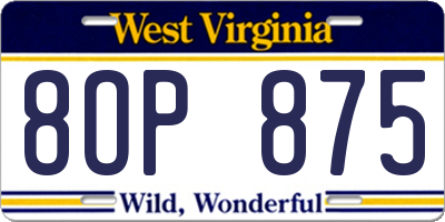WV license plate 8OP875