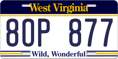WV license plate 8OP877