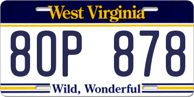 WV license plate 8OP878
