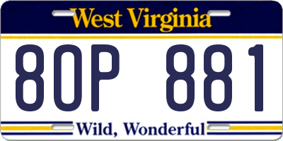 WV license plate 8OP881