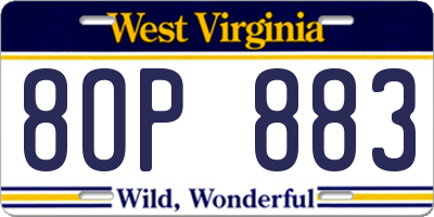 WV license plate 8OP883