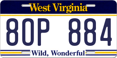 WV license plate 8OP884