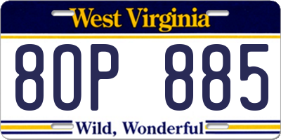 WV license plate 8OP885