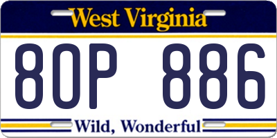 WV license plate 8OP886