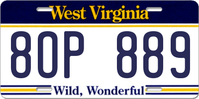 WV license plate 8OP889