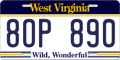 WV license plate 8OP890