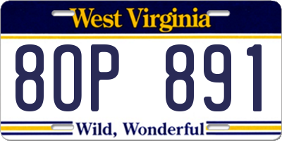 WV license plate 8OP891