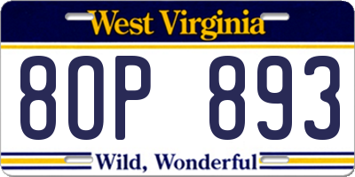 WV license plate 8OP893