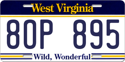 WV license plate 8OP895