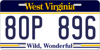 WV license plate 8OP896