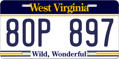 WV license plate 8OP897