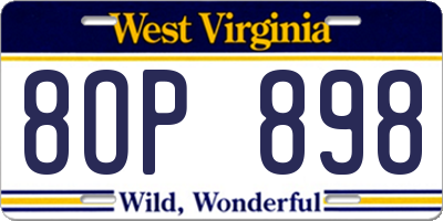 WV license plate 8OP898