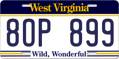 WV license plate 8OP899