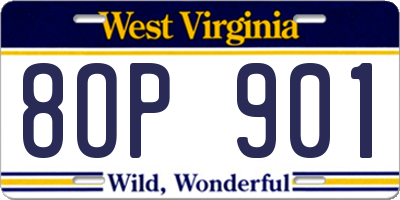 WV license plate 8OP901