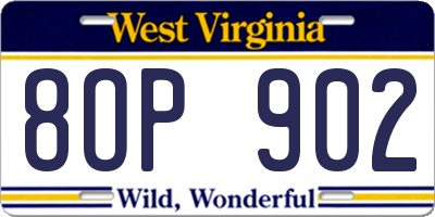 WV license plate 8OP902