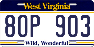 WV license plate 8OP903