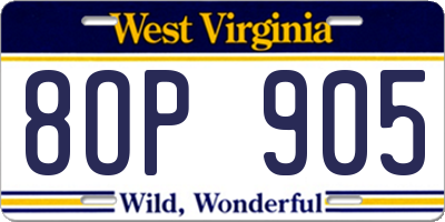 WV license plate 8OP905