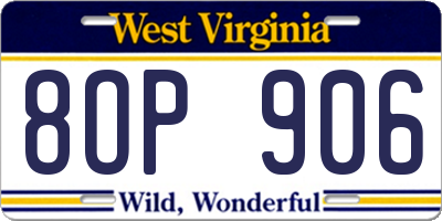 WV license plate 8OP906