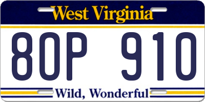 WV license plate 8OP910