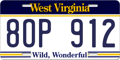 WV license plate 8OP912