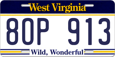 WV license plate 8OP913