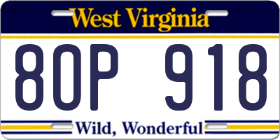 WV license plate 8OP918