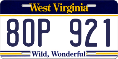 WV license plate 8OP921