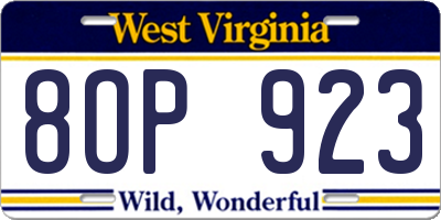 WV license plate 8OP923