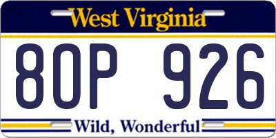 WV license plate 8OP926